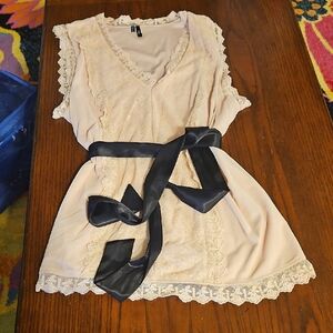 Maurices Beige Lace Trim Top